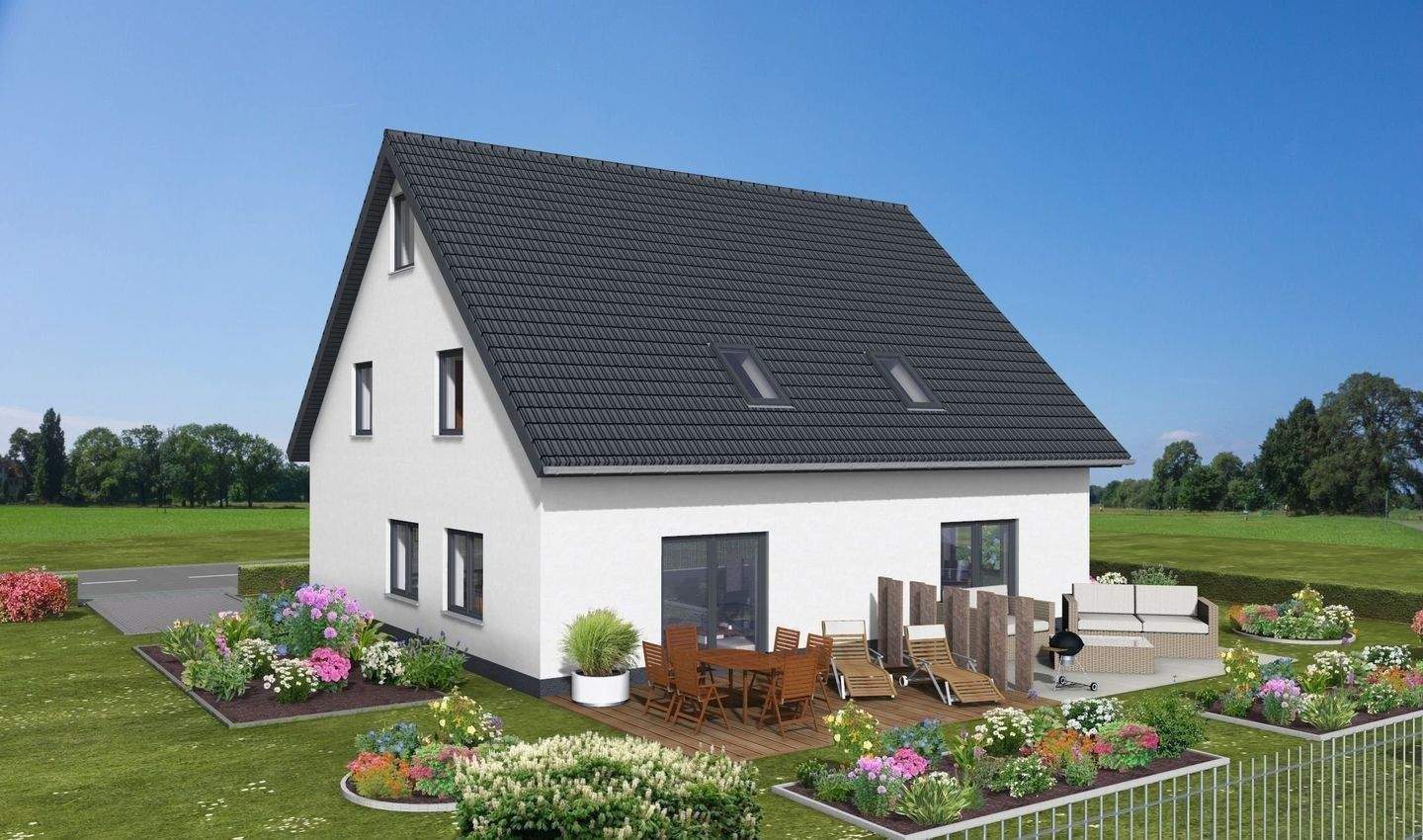 +++NEUBAU+++ Moderne Doppelhaushälfte inklusive Grundstück in Stralsund zu verkaufen – Stralsund – Bild 1 von 6