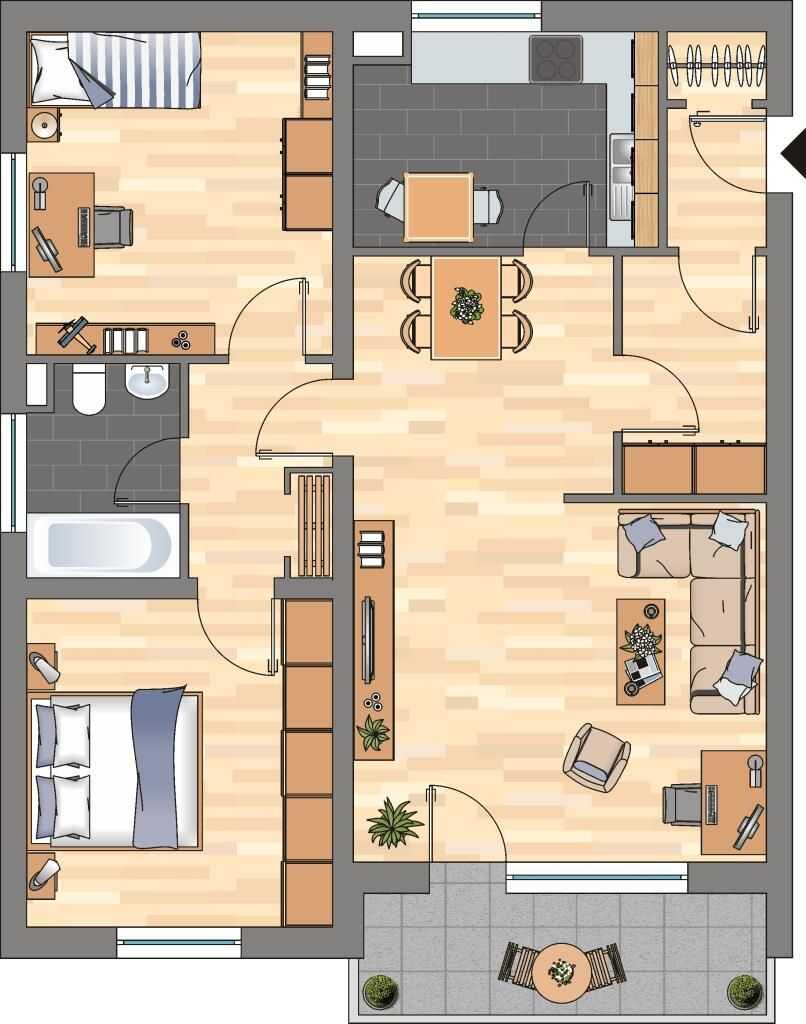 Gut geschnittene 3-Zimmer-Wohnung mit Balkon! – Braunschweig – Vorschaubild 2
