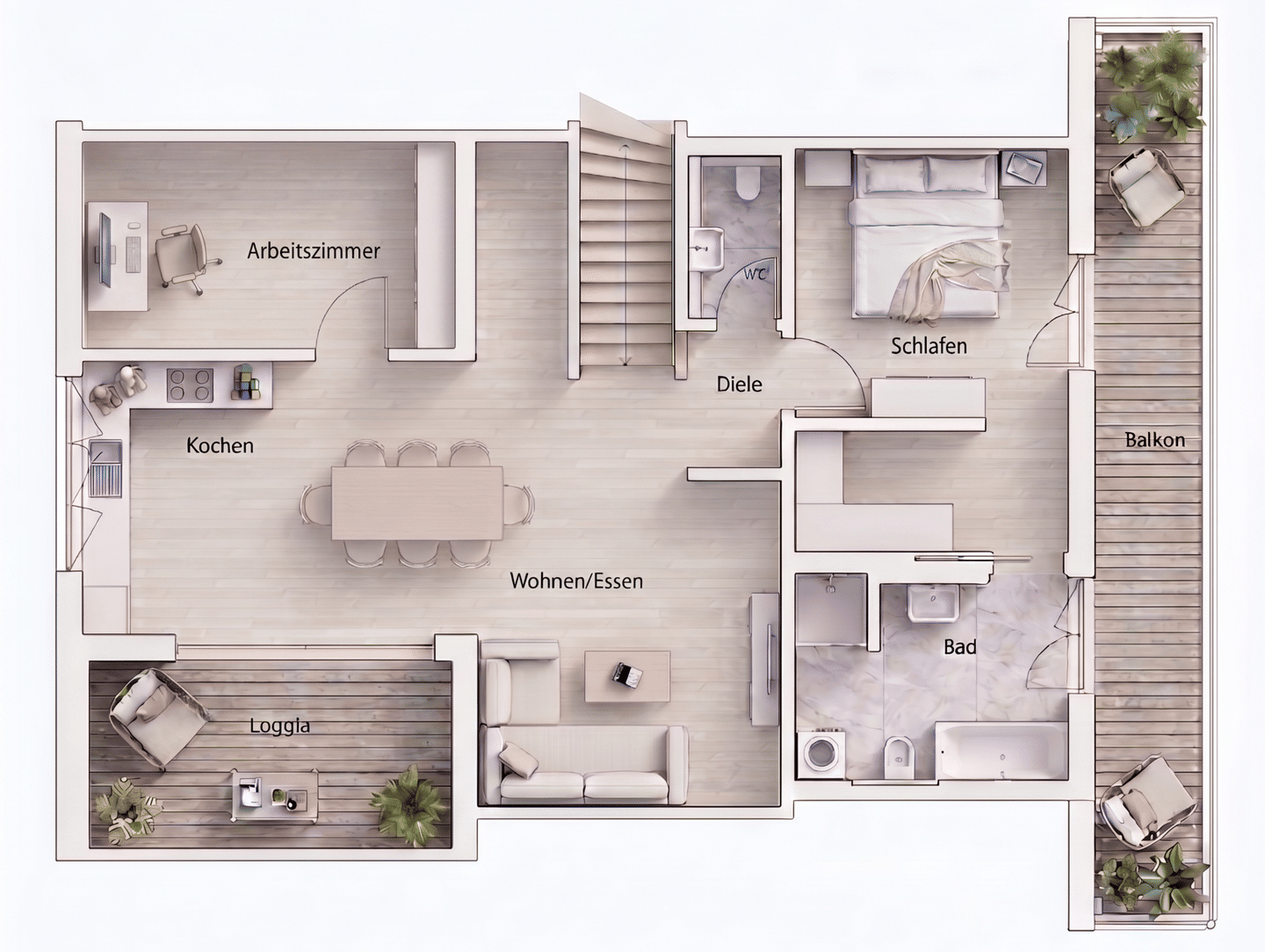 Helle Dachgeschosswohnung mit Loggia und Balkon – München – Vorschaubild 8