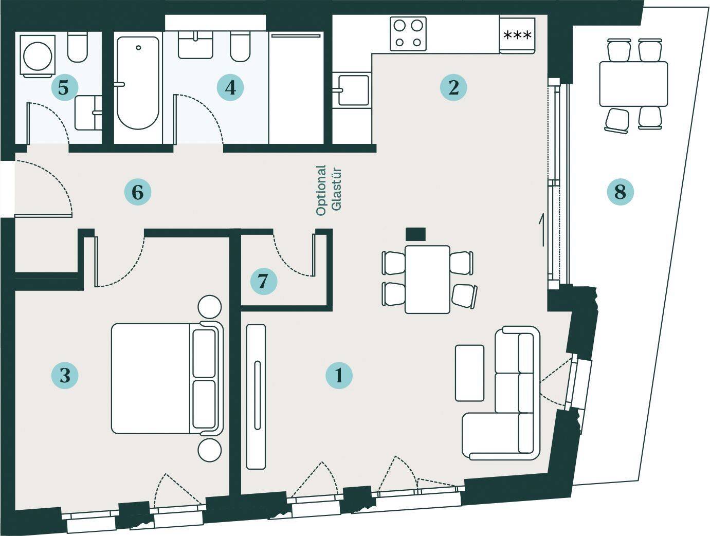 Variable 2 bis 2,5-Zimmer-Wohnung mit vielseitigen Nutzungsmöglichkeiten – Dresden – Vorschaubild 3