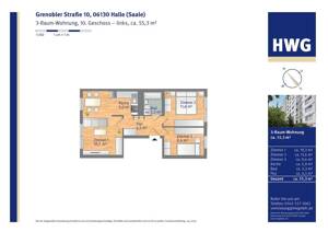 3-Zi.-W. mit Badewanne - frisch saniert mit TOP Aussicht! – 6130 Halle (Saale) – Vorschaubild 6