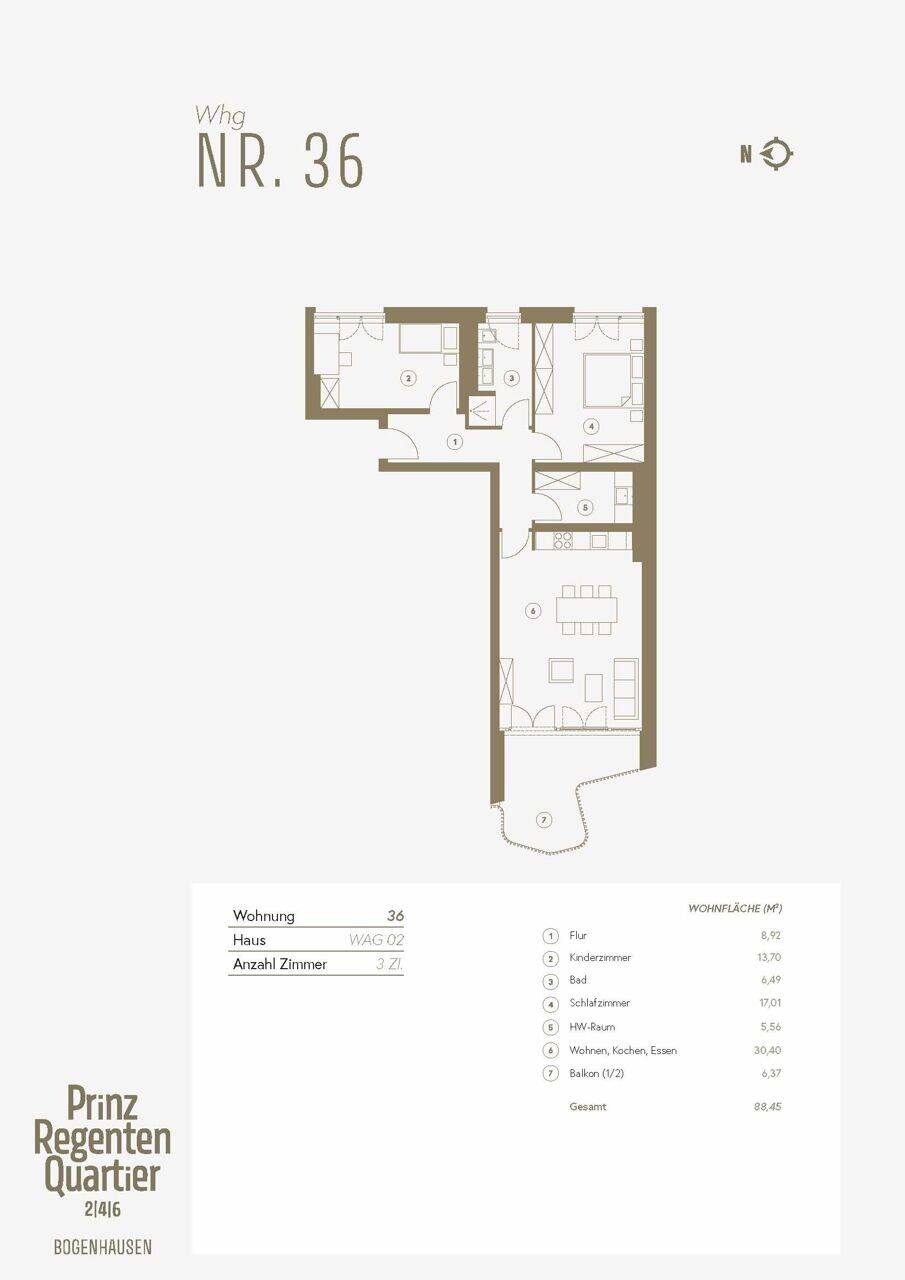 WE Nr. 36: Urbaner Wohnkomfort mit Charakter - 3-Zimmer-Wohnung mit Licht, Luft & Loggia – München – Vorschaubild 5