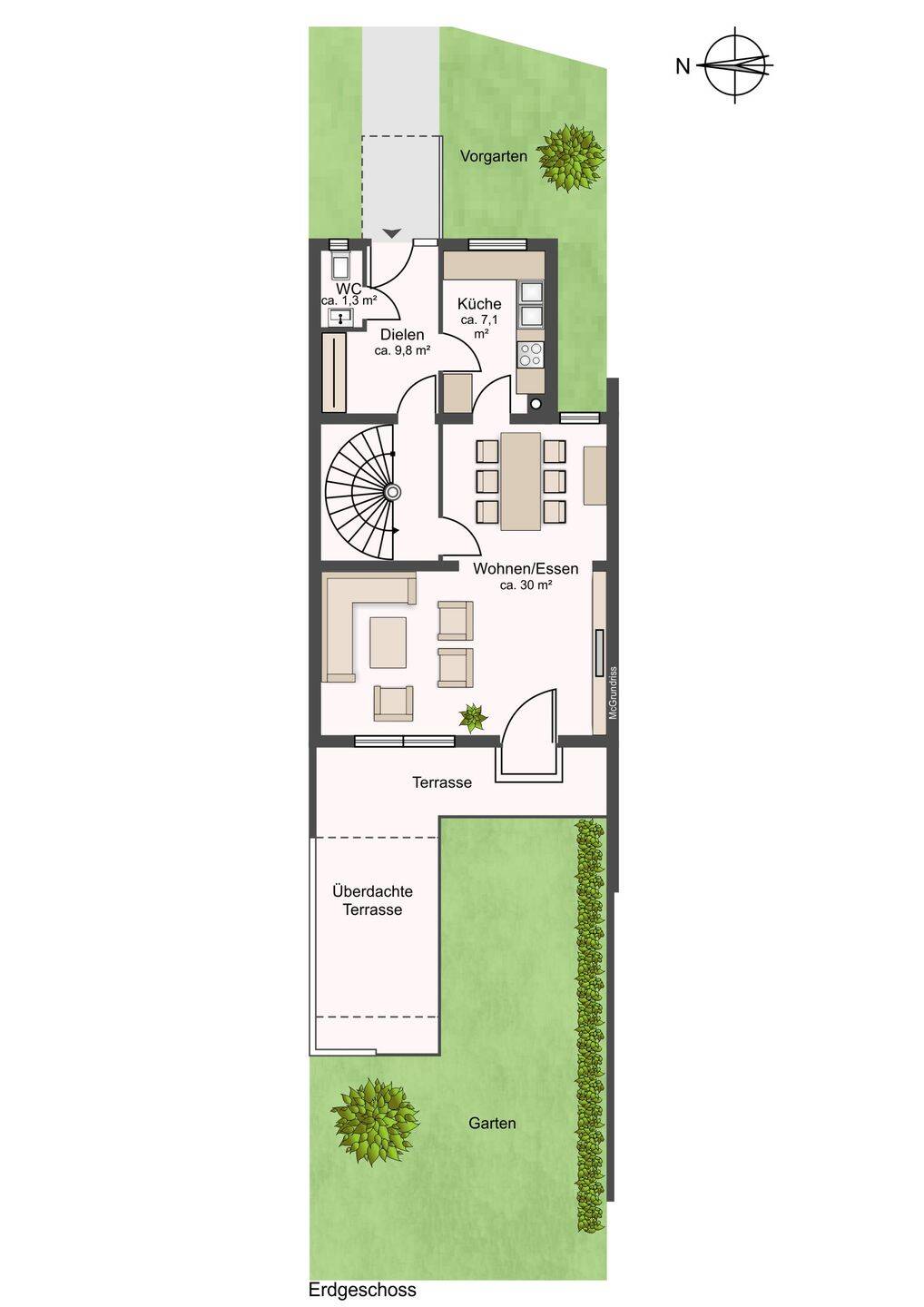 Entzückendes RMH in Neukeferloh / 5 Zimmer + Hobbyraum + Garage / Viel Platz, Licht und Ruhe / Sofort bezugsfrei – Grasbrunn – Bild 1 von 9