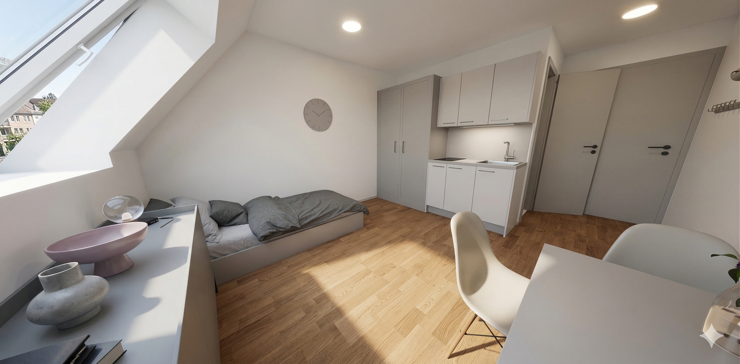 Neubau-Studentenappartement im Dachgeschoss zur Kapitalanlage