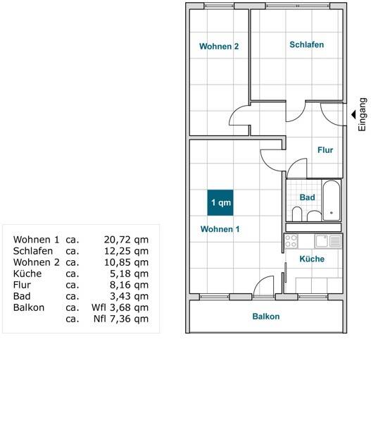 Herrliche 3-Raum-Wohnung mit Balkon! – Dresden – Vorschaubild 2
