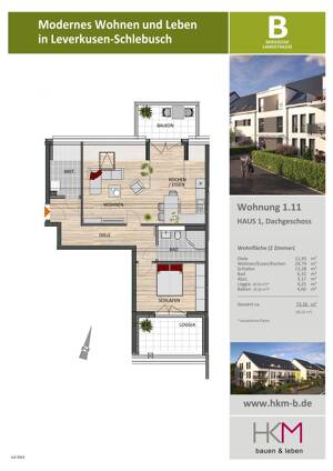 Große 2-Zimmerwohnung mit Loggia und Balkon – 51375 Leverkusen – Vorschaubild 3
