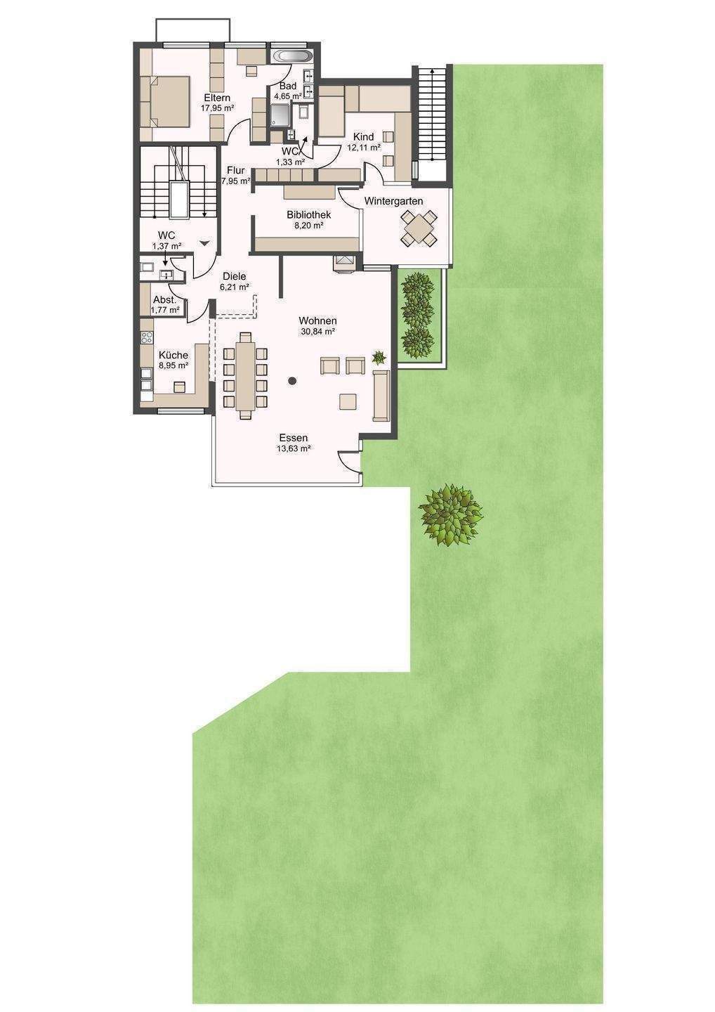 Exklusive 5 Zimmer Gartenwohnung