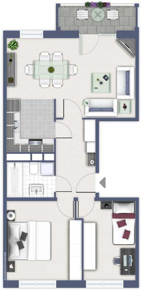 3-Raumwohnung mit Balkon und Aufzug – Chemnitz – Vorschaubild 5