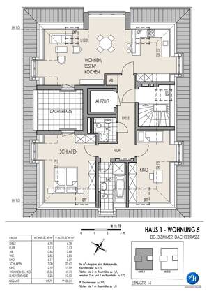 Exclusives Penthouse mit Lift direkt in die Wohnung, Dachterrasse, 3-Zi., Tageslicht-Bad, Gäste-WC, Lift – 81827 München – Vorschaubild 6