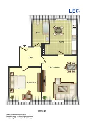 Für Junge und Junggebliebene. Tolle 2-Zimmer-Wohnung im 4. OG in Duisburg Ruhrort – 47119 Duisburg – Vorschaubild 2