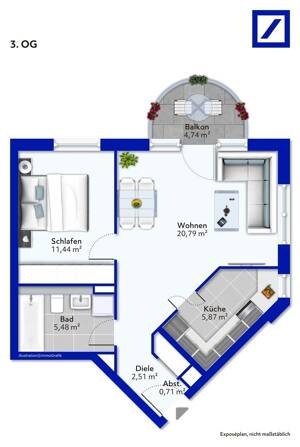 Wohnen oder Investieren: Stilvolle 2,5-Zimmer-Wohnung mit Balkon & Top-Ausstattung in Rheinnähe !!! – 40597 Düsseldorf – Vorschaubild 7