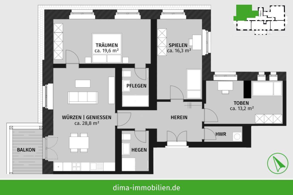ERSTBEZUG Parkstadt Leipzig | Balkon, 2 Bäder, HWR, Parkett, Fußbodenheizung, Stellplatz u.v.m. – Leipzig – Vorschaubild 2
