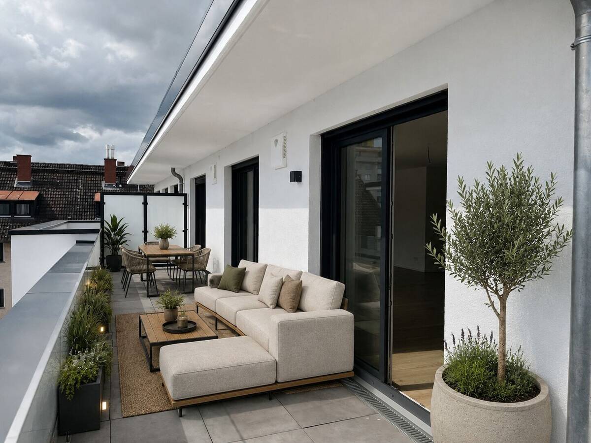 Mainz-Kastel: Penthousewohnung mit vier Zimmern, Küche, Balkon und Stellplatz – 55252 Wiesbaden – Bild 1 von 9