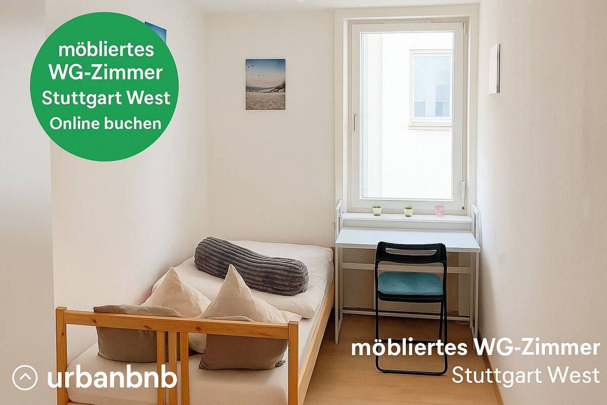 möbliertes WG Zimmer Stuttgart West für Wohnen auf Zeit ab 1 Monat – 70193 Stuttgart – Bild 1 von 7
