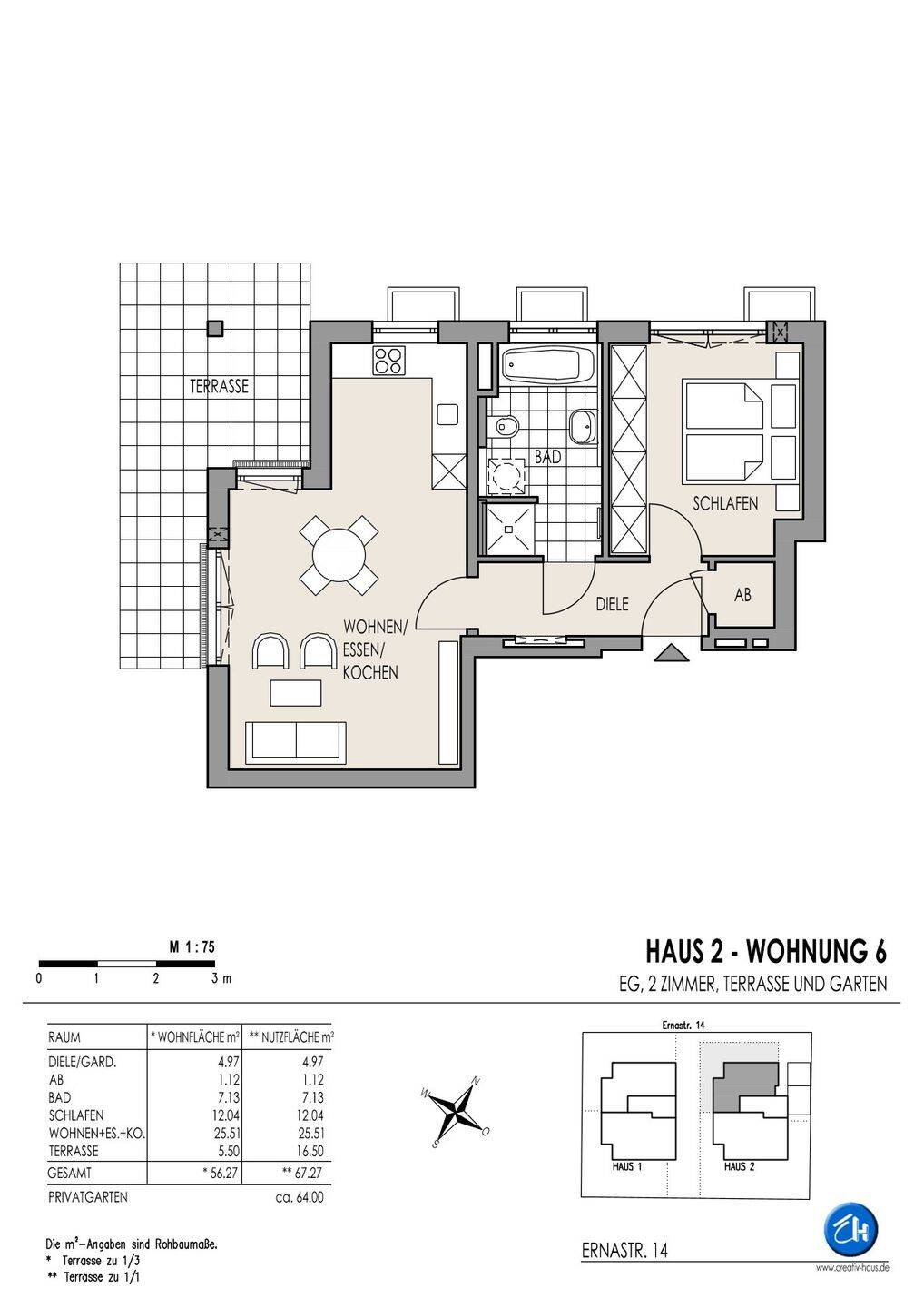 Attraktive großzügige 2-Zi.-Whg., Privatgarten 65m², Tageslicht-Bad, Lift – München – Vorschaubild 6