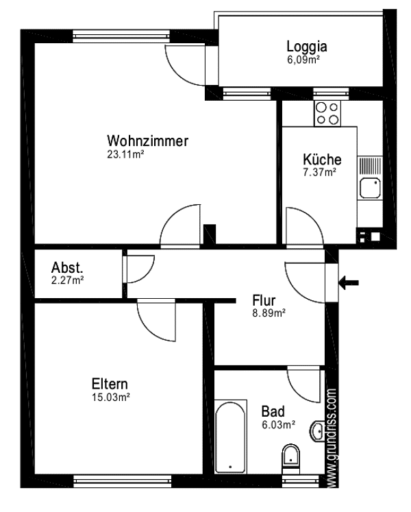 Etagenwohnung in 51149 Köln mit 64 m² kaufen