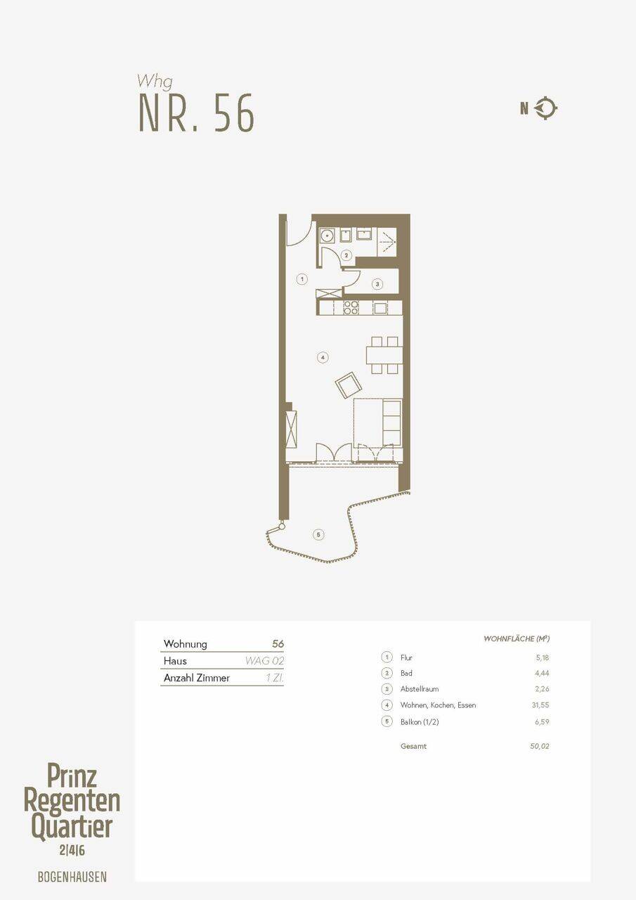 Wohnung Nr.56: Helle 1-Zimmer-Wohnung mit großzügigem, überdachten Balkon - zusätzlicher Wohnkomfort – München – Vorschaubild 8