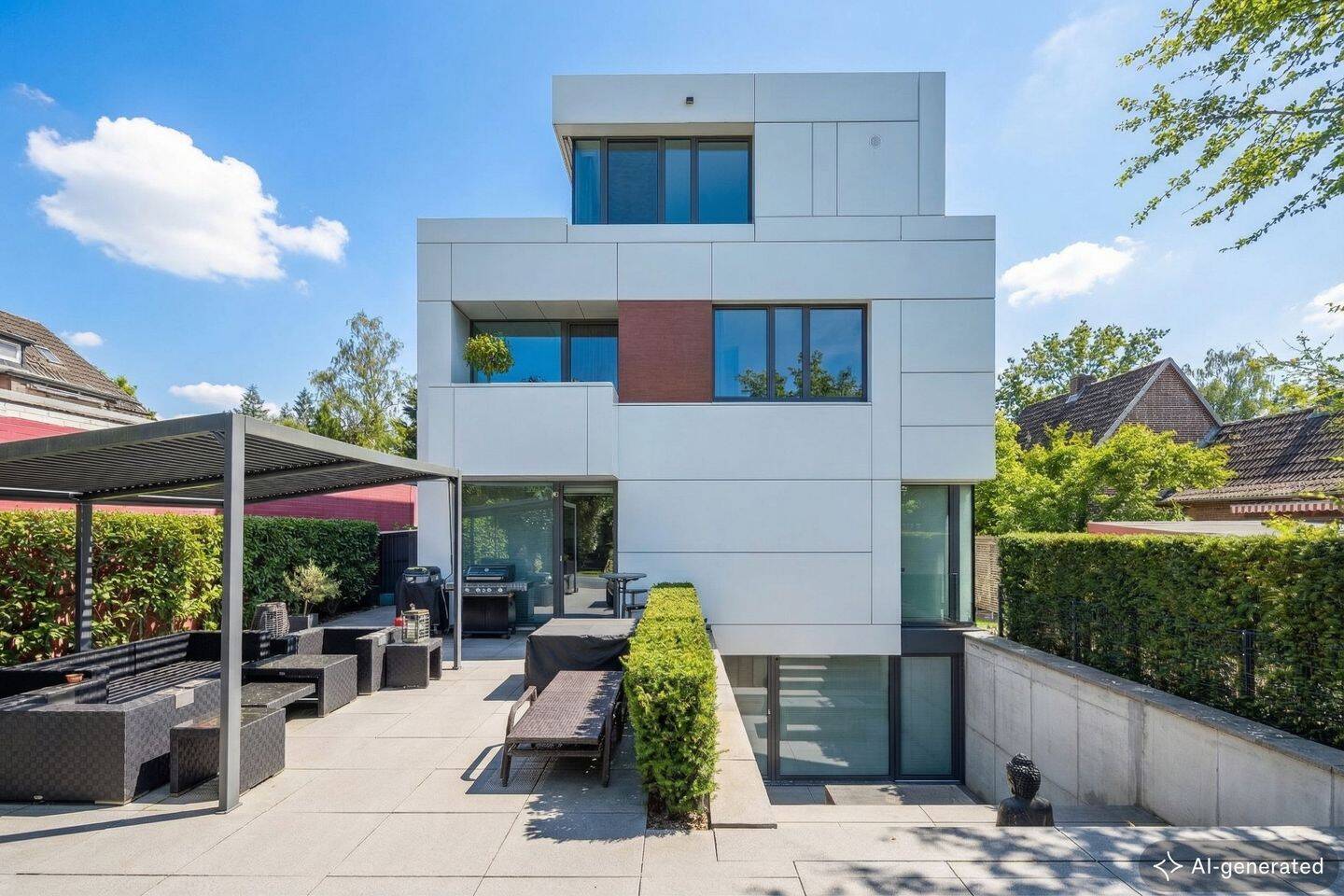Stilvolle Architektenwohnung mit grünem Refugium und überdachter Sonnenterrasse – Hamburg – Bild 1 von 7