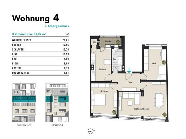 Etagenwohnung in 50668 Köln mit 87 m² kaufen