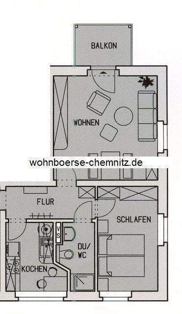 +++++ beliebtes Wohngebiet Chemnitz/HEIMGARTEN, 2 Raum +++++ – Chemnitz – Vorschaubild 3