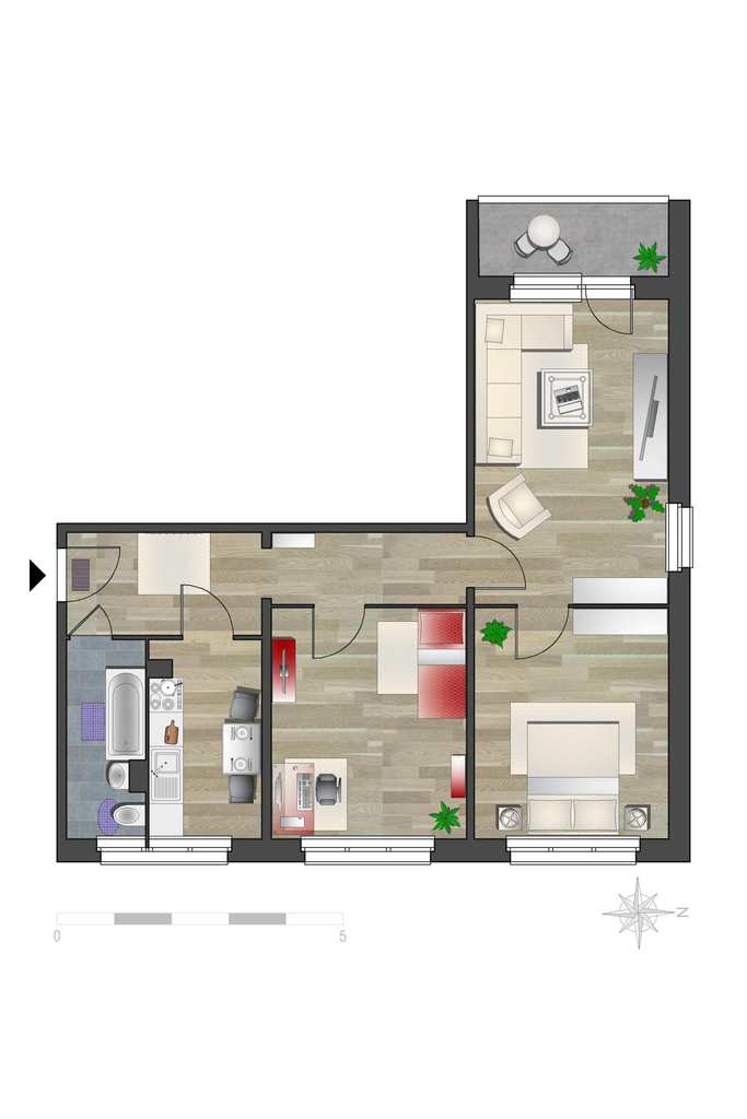 Im Zentrum gelegene 3-Raum-Wohnung mit Balkon – Chemnitz – Vorschaubild 5