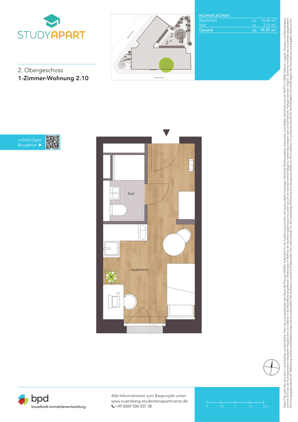 Tolles 1-Zimmer Apartment | WE 2.10 – Nürnberg – Vorschaubild 2