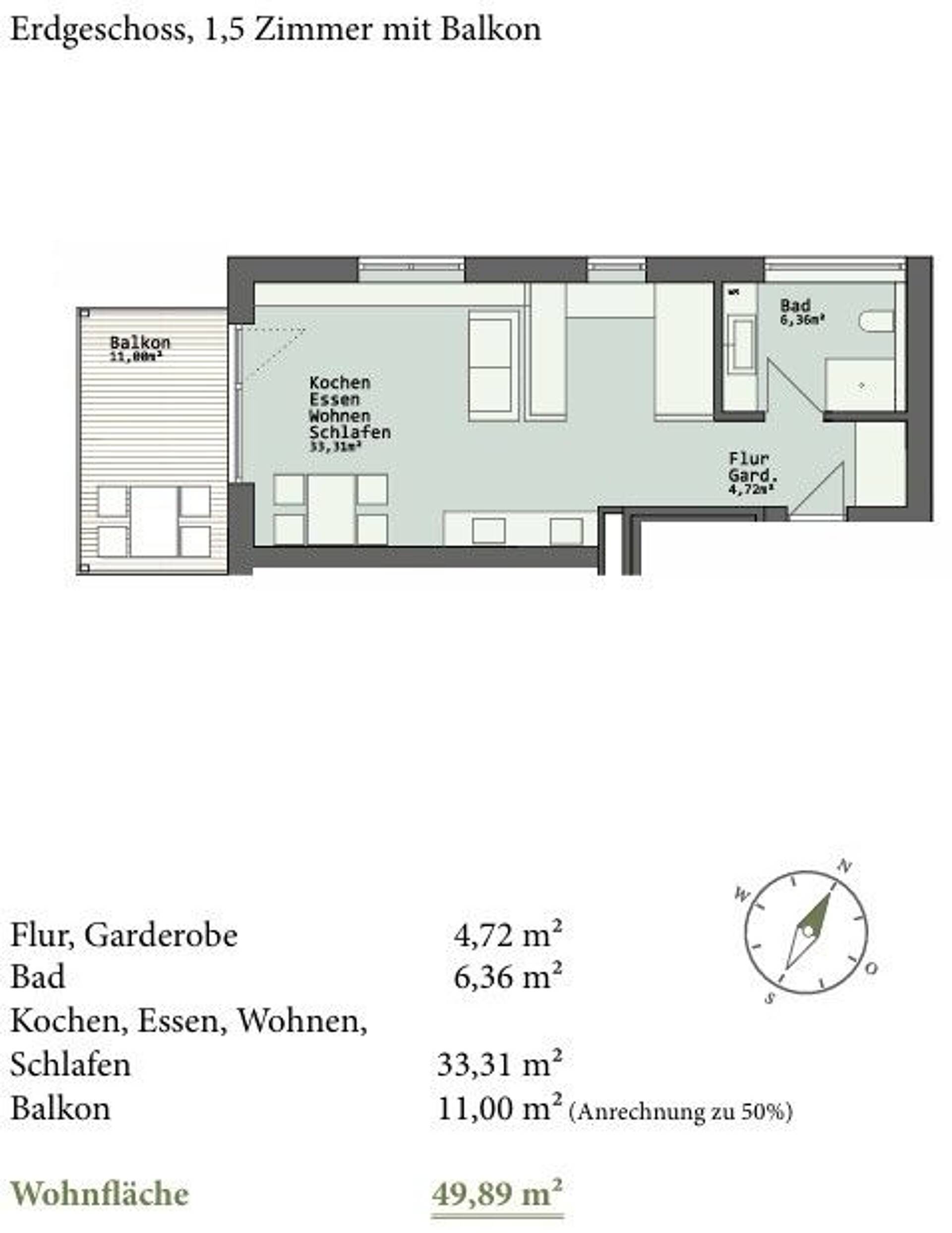 Etagenwohnung in 88416 Ochsenhausen mit 49,89 m² kaufen