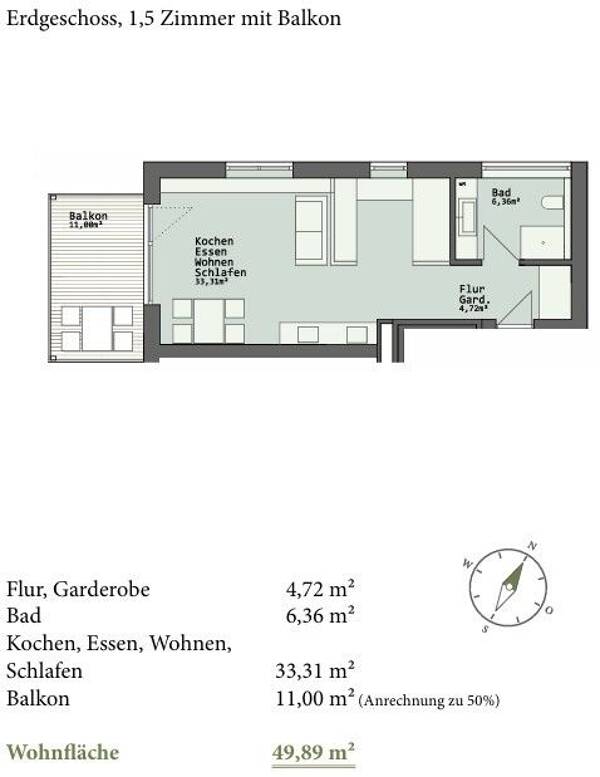 Etagenwohnung in 88416 Ochsenhausen mit 49,89 m² kaufen