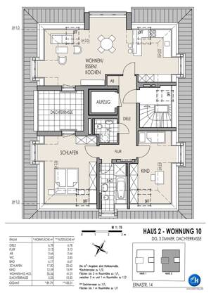 Exclusives Penthouse mit Lift direkt in die Wohnung, Dachterrasse, 3-Zi., Tageslicht-Bad, Gäste-WC, Lift – 81827 München – Vorschaubild 7