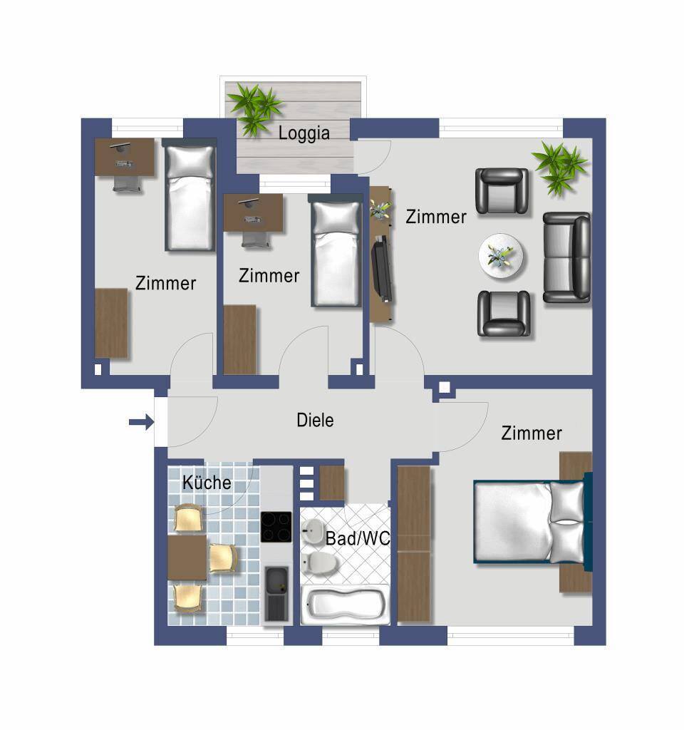 ***Kaufpreis reduziert !*** Geräumige 4,5- Raum- ETW mit Balkon zum Selbstbezug ! Provisionsfrei ! – Essen – Vorschaubild 3