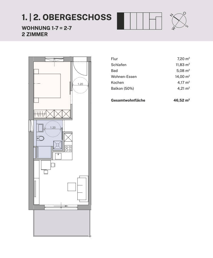 YORCK14 | WE1-7 Helle 2-Zimmer-Wohnung mit Balkon im Regensburger Westen. – Regensburg – Vorschaubild 7