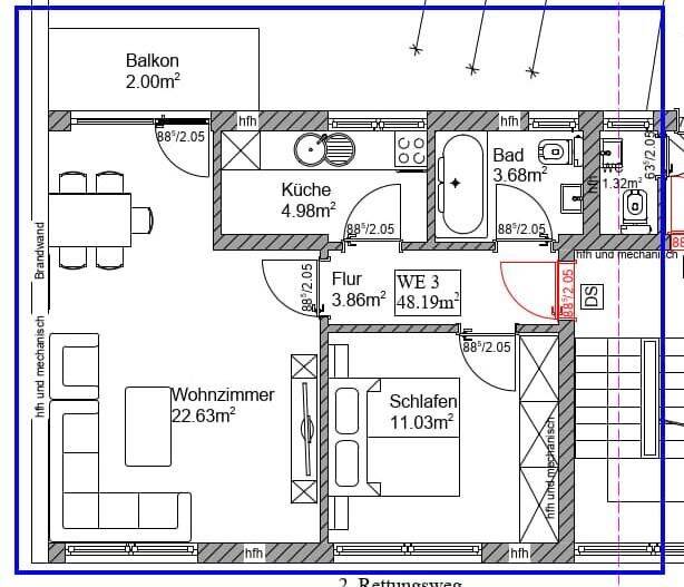 Eigentumswohnung 2 Zi KDB mit Balkon im 1.OG in Hamm Süden – Hamm – Vorschaubild 2