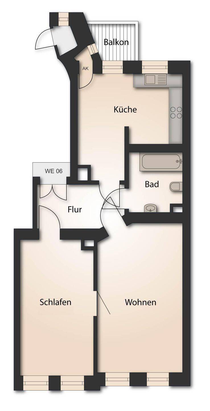 ** Gut geschnittene 2-Zimmer-Whg. mit Einbauküche und Balkon ** – Leipzig – Vorschaubild 2