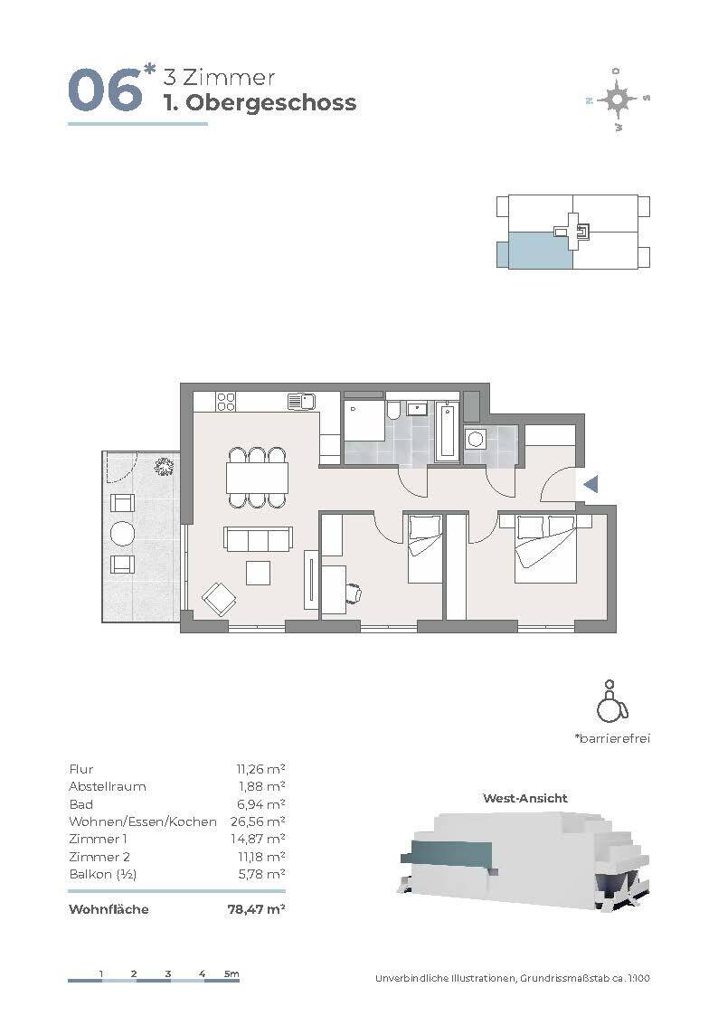 3-Zimmer-OG-Wohnung mit Balkon - Attraktiver Grundriss, optimale Lage, barrierefrei - WE06 – Berlin – Vorschaubild 8