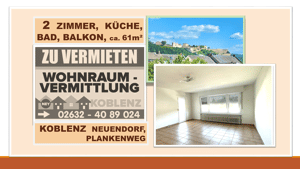 2 Zimmer, Küche Bad mit Wanne, Balkon, 1.OG