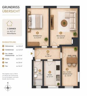Renovierte 3-Zimmer-Eigentumswohnung | Bezugsfrei | Neuer Vinylboden – 22523 Hamburg – Vorschaubild 3