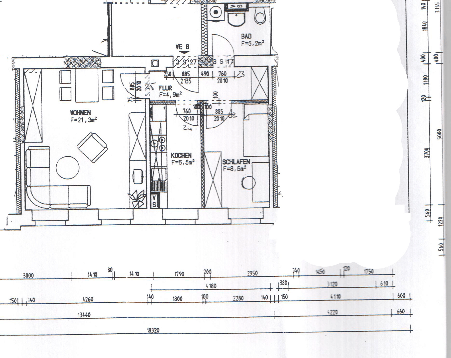 großes Wohnzimmer, helle Wohnung im Zentrum vom Kaßberg – Chemnitz – Vorschaubild 2