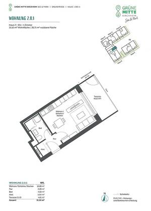 Modernes Apartment mit Duschbad u. Terrasse mit Parkblick – 85551 Kirchheim bei München – Vorschaubild 4