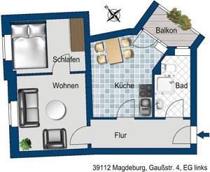 gemütliche 2-Zimmer-Wohnung mit Balkon - frisch renoviert – 39112 Magdeburg – Vorschaubild 2