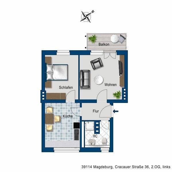 2-Zimmer-Wohnung mit saniertem Duschbad! – Magdeburg – Vorschaubild 8