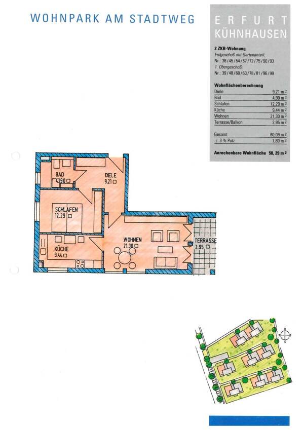 Etagenwohnung in 99090 Erfurt-Kühnhausen mit 58,5 m² kaufen