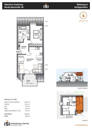 München! 2-ZKB DG-Whg + 7,6 m² Süd/West-Balkon! FBH, elektr. Rollläd., Videosprech., Aufzug, Keller! – 81735 München – Vorschaubild 7