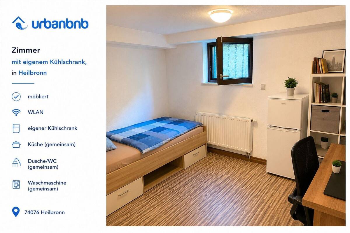 Möbliertes Zimmer Heilbronn - Wohnen auf Zeit – 74081 Heilbronn – Bild 1 von 9