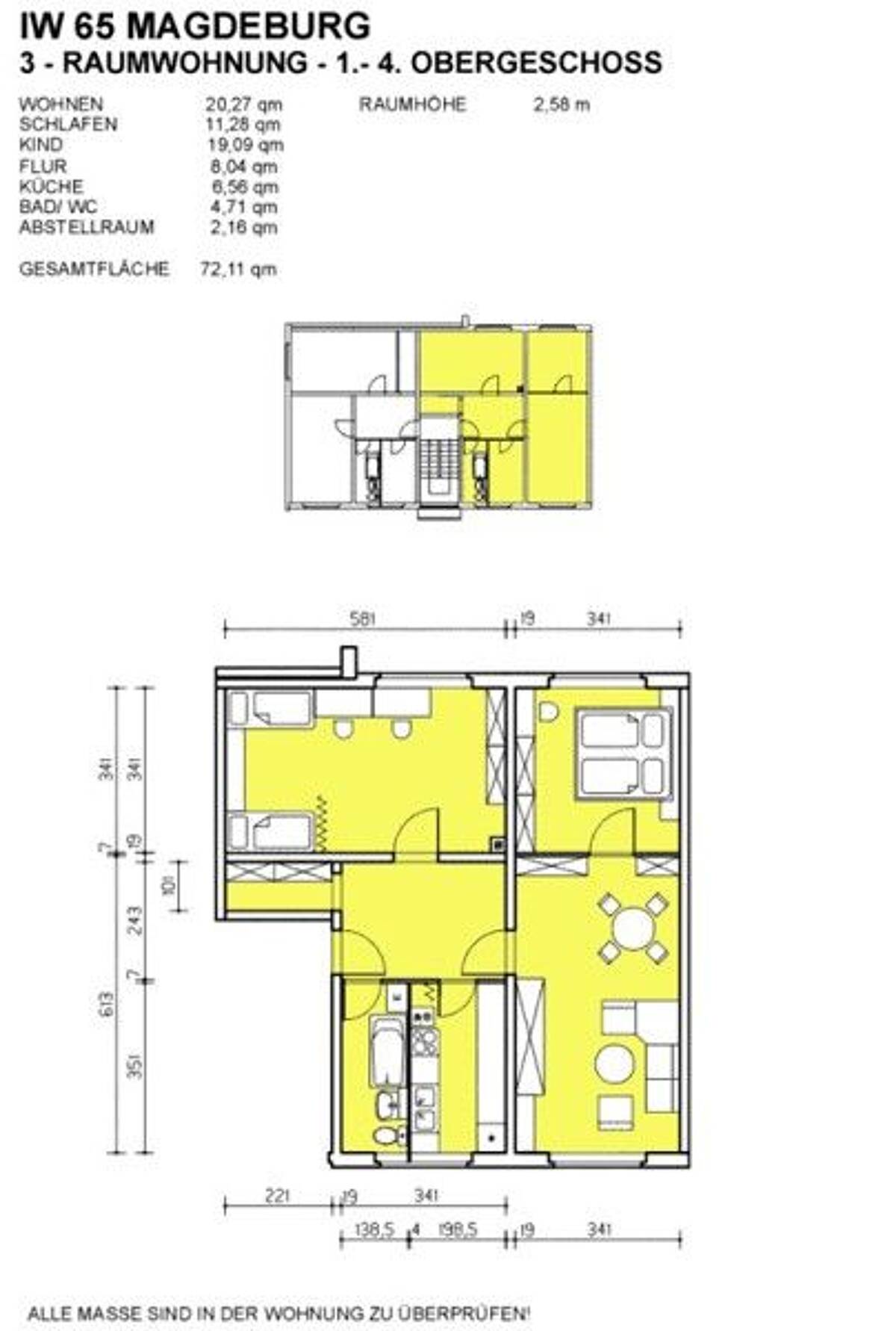 Wohnung ist für einen 3 Personenhaushalt geeignet! Küche und Bad mit Fenster – 1257 Dresden – Bild 1 von 5