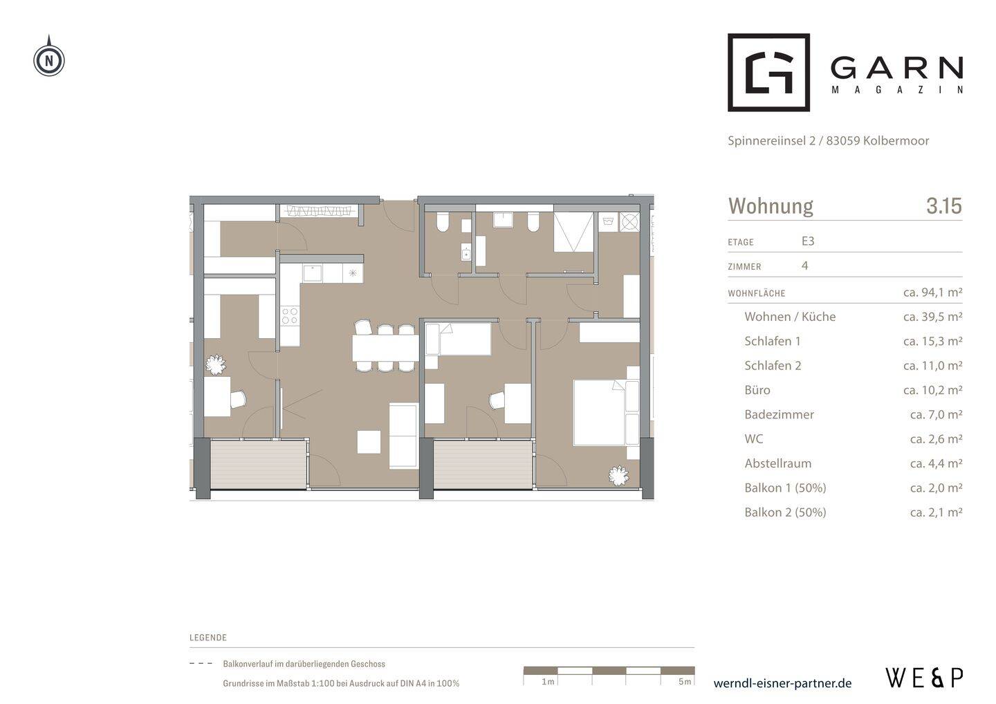 4-Zimmer-Neubauwohnung mit ca. 94 m², Südausrichtung und Bergblick über Kolbermoor