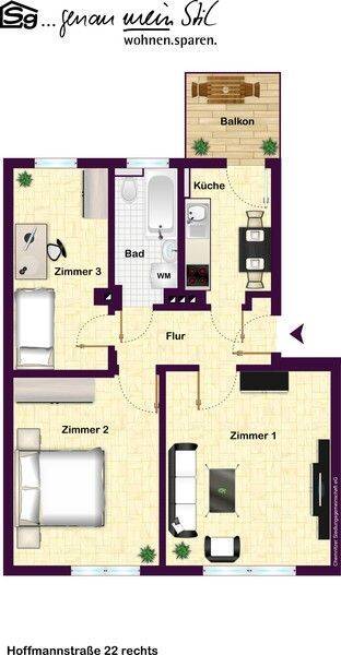 Schöne Kaßbergwohnung mit Balkon an der Küche – Chemnitz – Vorschaubild 8