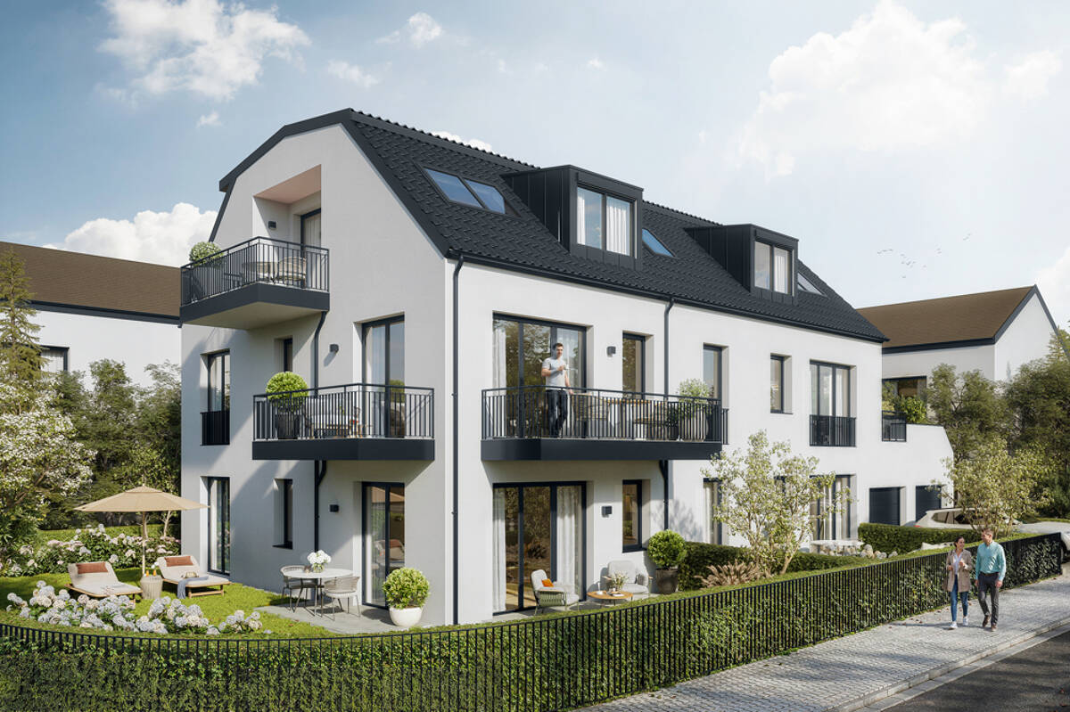 NEUBAU: Kleine Gartenwohnung mit Südterrasse und einem Hobbyraum im UG – 81243 München – Bild 1 von 9