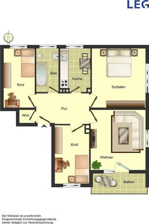 Top gepflegte 4-Zimmer-Wohnung mit Balkon! – 26129 Oldenburg – Vorschaubild 3