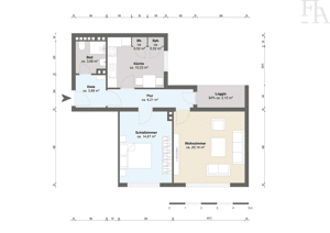 Provisionsfrei - Sanierte 2 Zimmer, große Küche, Duschbad, Loggia