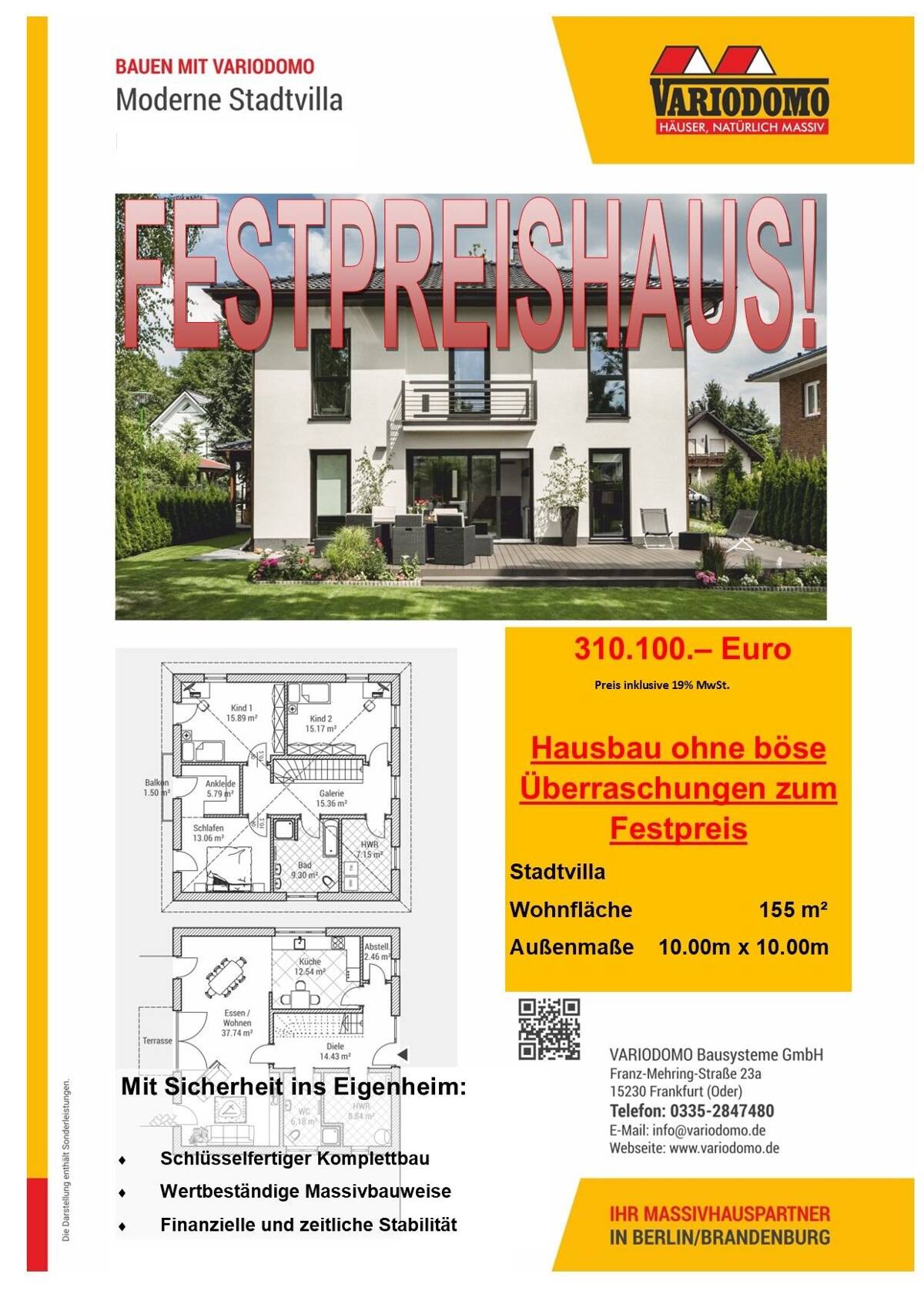 * Herbstangebot * Häuser, Natürlich Massiv! Variodomo Bausysteme - Ihr Massivhauspartner in Berlin und Brandenburg – 14469 Potsdam – Bild 1 von 9